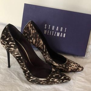 Stuart Weitzman leopard print pony hair pumps